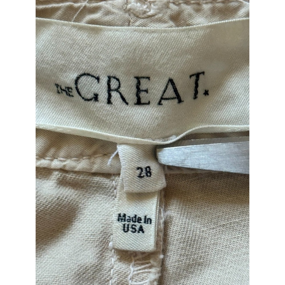 THE GREAT. Khaki Cotton High Rise Cropped Straight Leg Chino Pants Size 28 USA - Picture 4 of 4